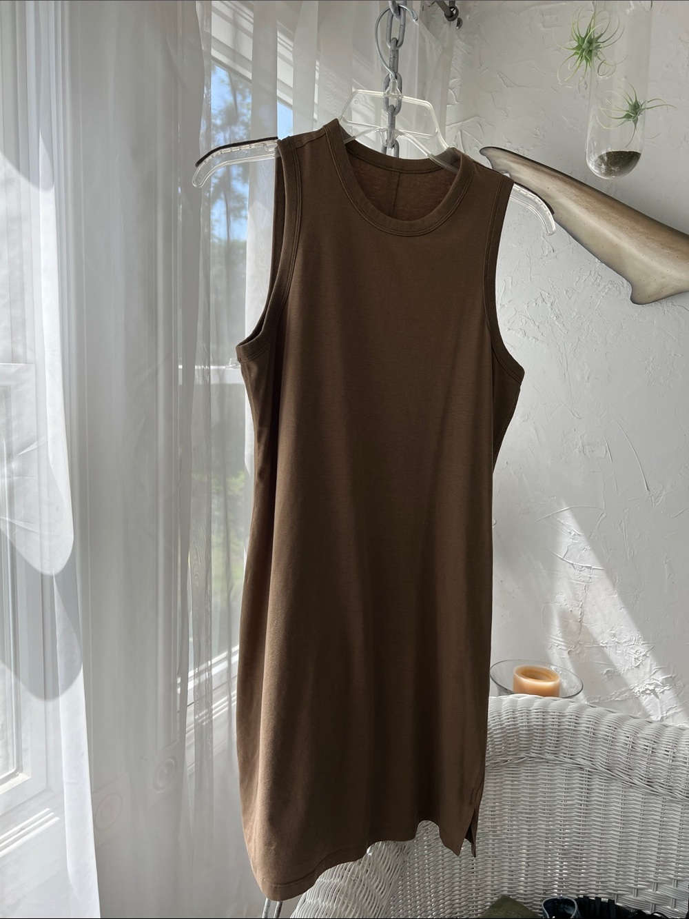 lululemon athletica Brown Sleeveless Crewneck Mini Tank Dress